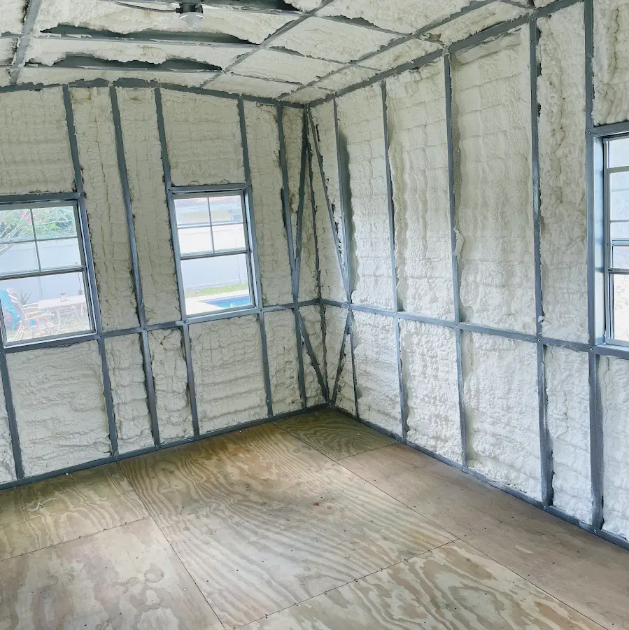 Closed-cell spray foam insulation applied to wall cavities in a residential project in El Mirage